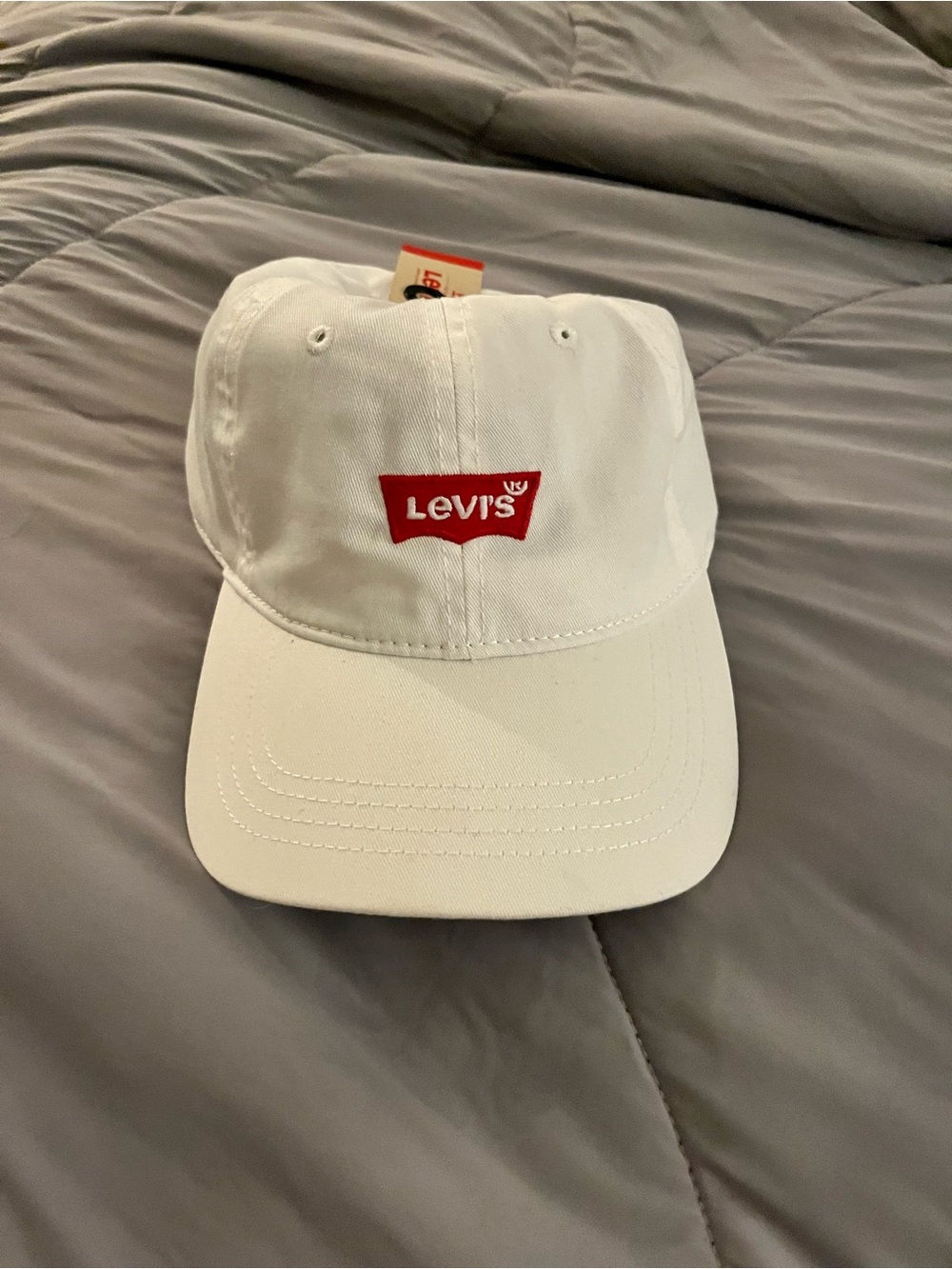 Levi's White Cap with Red Logo Tag